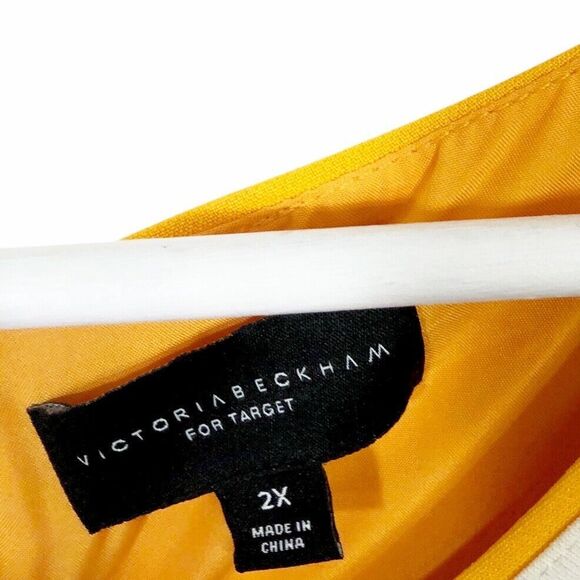 Victoria Beckham x Target 2X Marigold Tulip Appliqué Mod Shift Dress Yellow - Picture 5 of 12